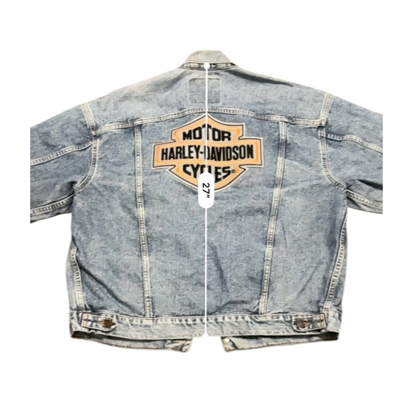 Vtg 80s Levi’s Denim Tucker Jacket Harley-Davidson Patch Made in USA Sz XL - Picture 6 of 14